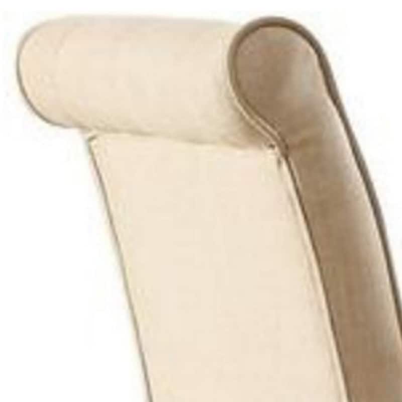 Brown/Ivory Fabric Upholstered Wood Frame Dining Chair, Set of 2, Sturdy Dining Chair for Dining Rooms - 17.5