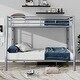 preview thumbnail 21 of 28, Metal Bunk Bed with Ladder and Guardrails, Cozy Sleeping Space, Full XL over Queen Silver