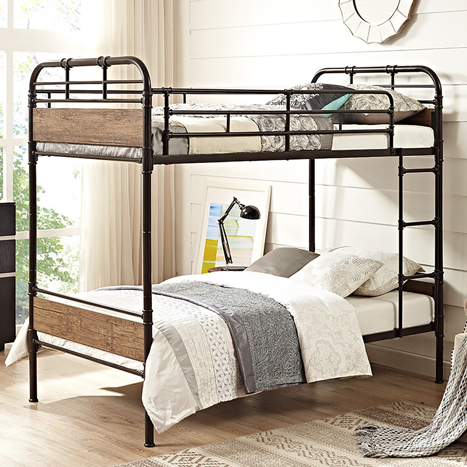 Office Accents Kids Distressed Metal And Wood Twin Over Distressed Metal And Wood Twin Over