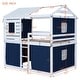preview thumbnail 6 of 21, Full Size Bunk Wood House Bed with Tent