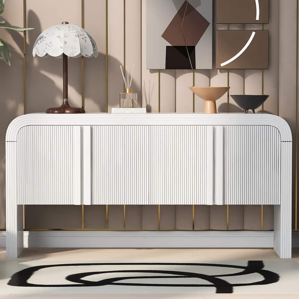 63" Striped Sideboard Buffet Cabinet with Adjustable Shelves