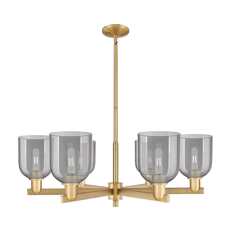 Innovations Lighting Endless Possibilities Arcadia - Bella - 6 Light 35" Stem Hung Chandelier - Brushed Brass/Light Smoke