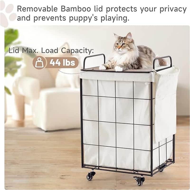 120L Laundry Basket with Heavy Duty Rolling Wheels - 18.9"L x 14.2"W x 29.1"H