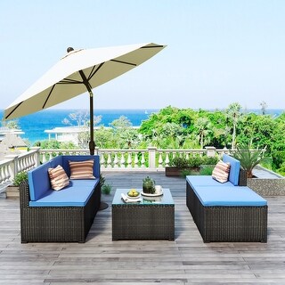 5-Piece Patio Rattan PE Wicker Furniture Corner Sofa Set
