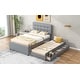 preview thumbnail 15 of 21, Modern and Timeless Twin Size Upholstered Platform Bed with Pull-out Twin Size Trundle and 3 Drawers