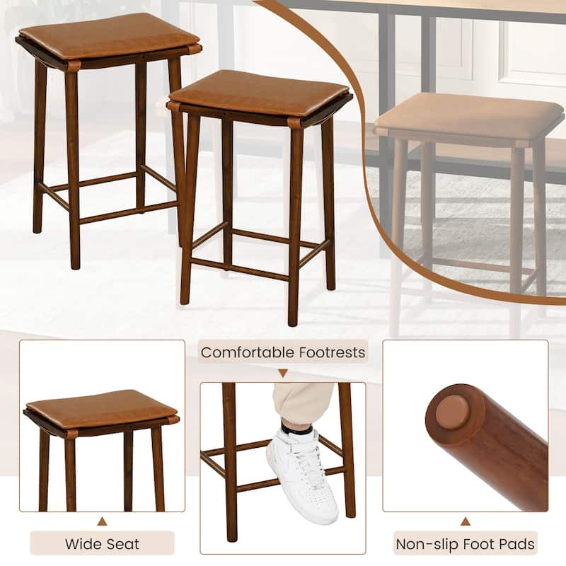 Gymax 25.5'' Barstool Set of 2 Counter Height Dining Stools w/