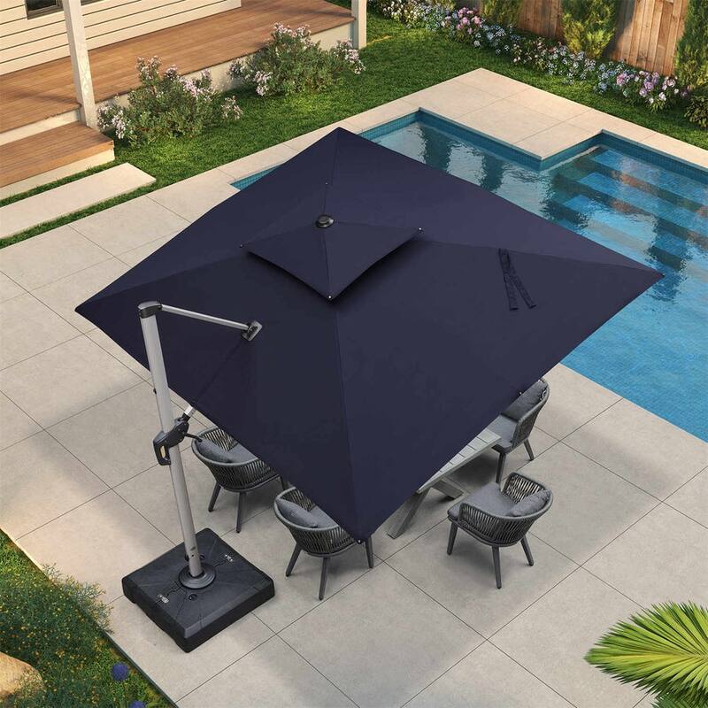 PURPLE LEAF 9 x 11ft Outdoor Rectangle Umbrella Large Cantilever Umbrella - Navy Blue