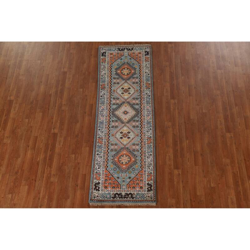 Geometric Heriz Serapi Oriental Hallway Wool Runner Rug Hand-knotted - 2'6" x 7'9"