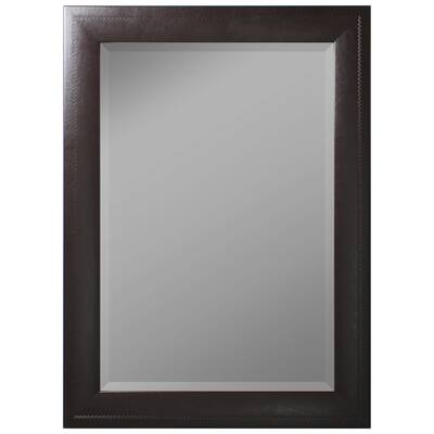Hitchcock Butterfield Belmont Stitched Leather Large Brown Transitional Mirror