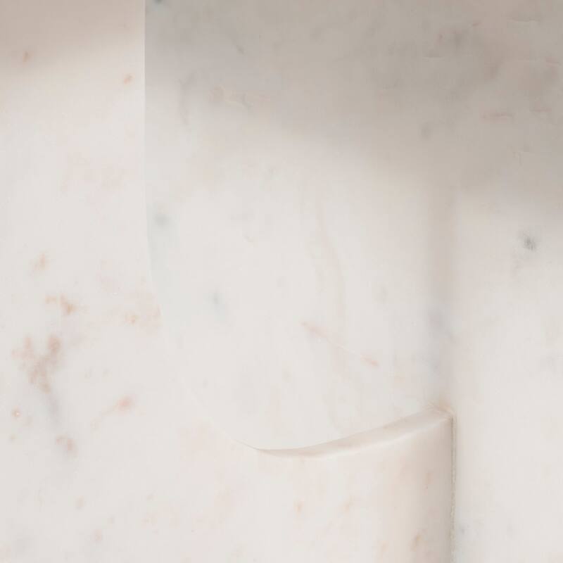 Stone Marble Accent Table Sculptural Geometric Base and Sleek Design