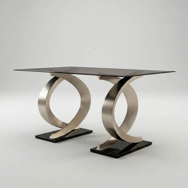 Furniture of America Tualatin Modern 58-inch Glass Top Dining Table