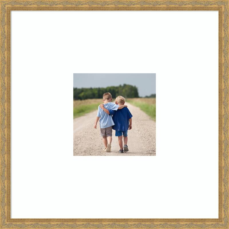 Mila Picture Frame, Photo Frame - 20x20 Matted White 8x8 - Mila Dark Gold