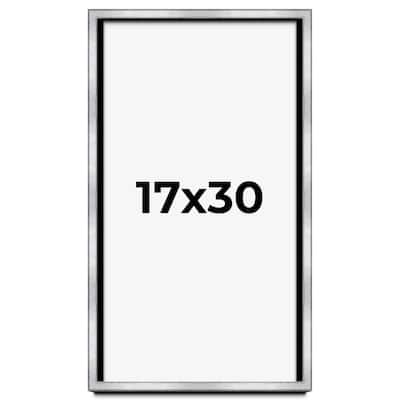 17x30 Shadow Box Frame Silver | 1.375 Inches Deep Real Wood