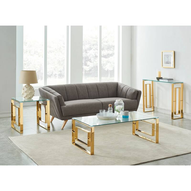 Glass Top Coffee Table - 47.25" - Gold and Clear