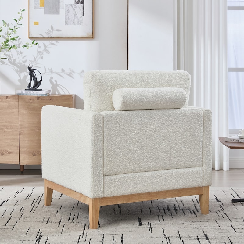 Wood Base Arm Chair with Two Pillows