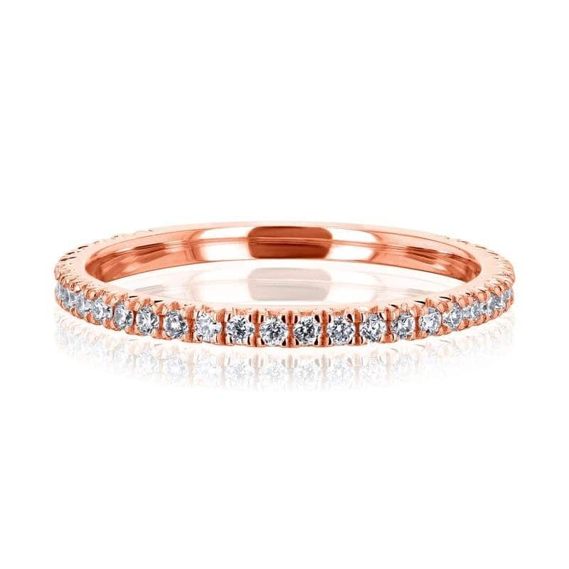 Kobelli Lab Grown Diamond 14k Solid Gold 1.6mm Near Eternity French Pavé Lumière Wedding Ring (DEF/VS) - 6 - Rose