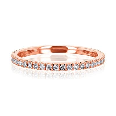 Kobelli Lab Grown Diamond 14k Solid Gold 1.6mm Near Eternity French Pavé Lumière Wedding Ring (DEF/VS)