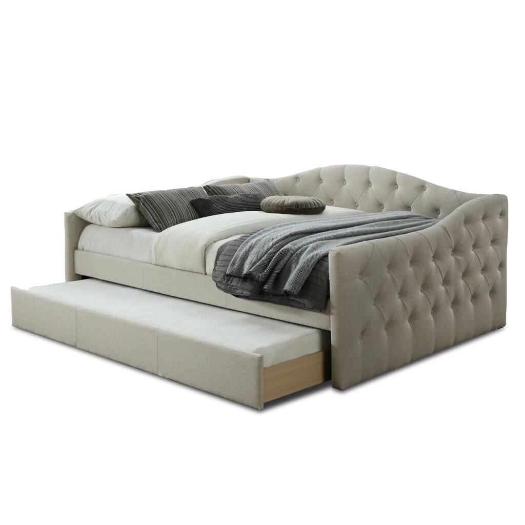 Atlanta Button-tufted Queen Daybed with Twin Trundle