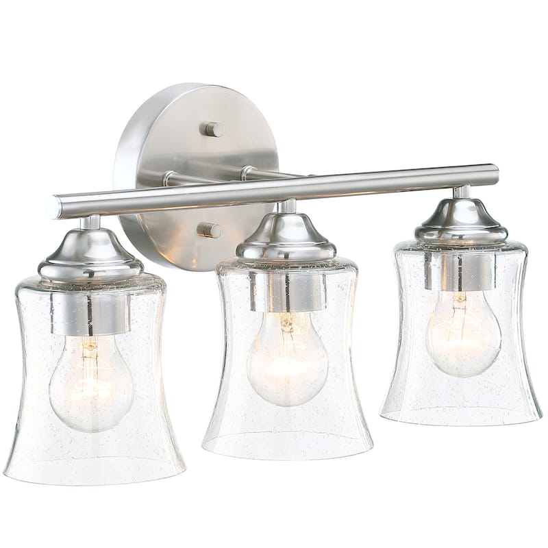 3-Light Brushed Nickel Bathroom Vanity Light - Brushed Nickle