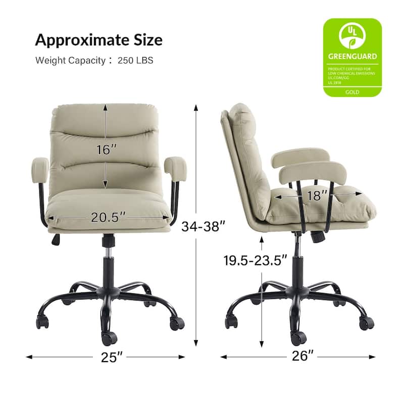 Auberon Modern Faux Leather Swivel Office Chair with Ergonomic Design and Metal Legs by HULALA HOME