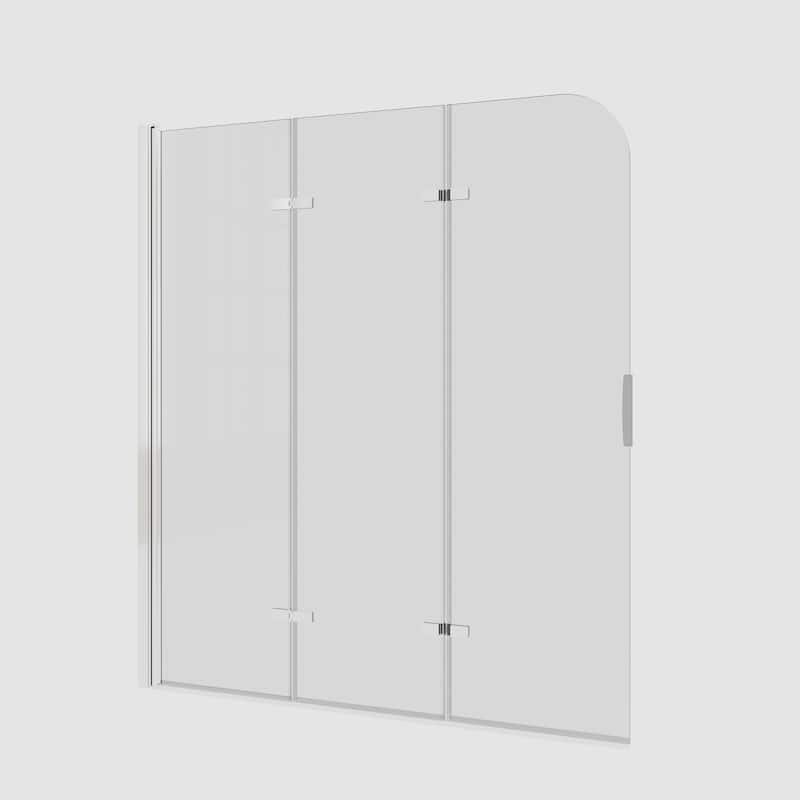 51" W x 59"H Three Plates Folding Tub Door Bathtub Screen with Clear Glass
