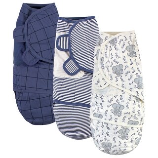 Touched by Nature Baby Boy Organic Cotton Swaddle Wraps, Elephant, 0-3 Months - Elephant - 0-3 Months