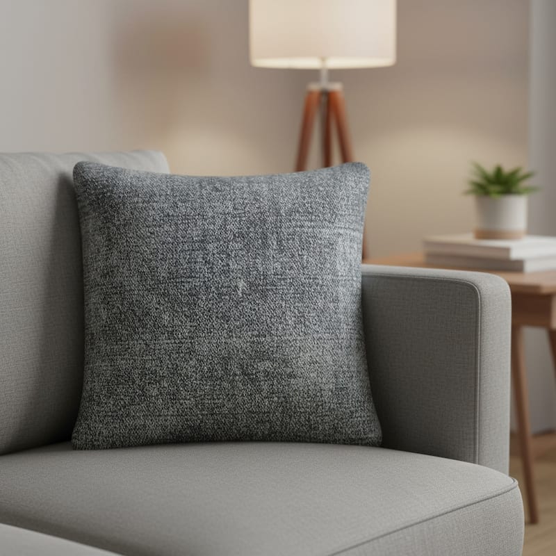 21" Dark Gray Splatter Linen Throw Pillow Cover - Cover Only - 21.65 in. x 21.00 in. x 1.57 in. - Dark Gray - Pillow Covers