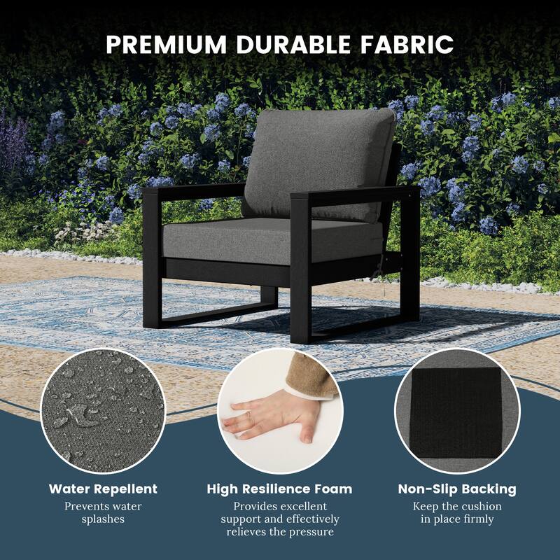 Endless Patio Sectional 3-Piece Deep Seating Set with Black Frame