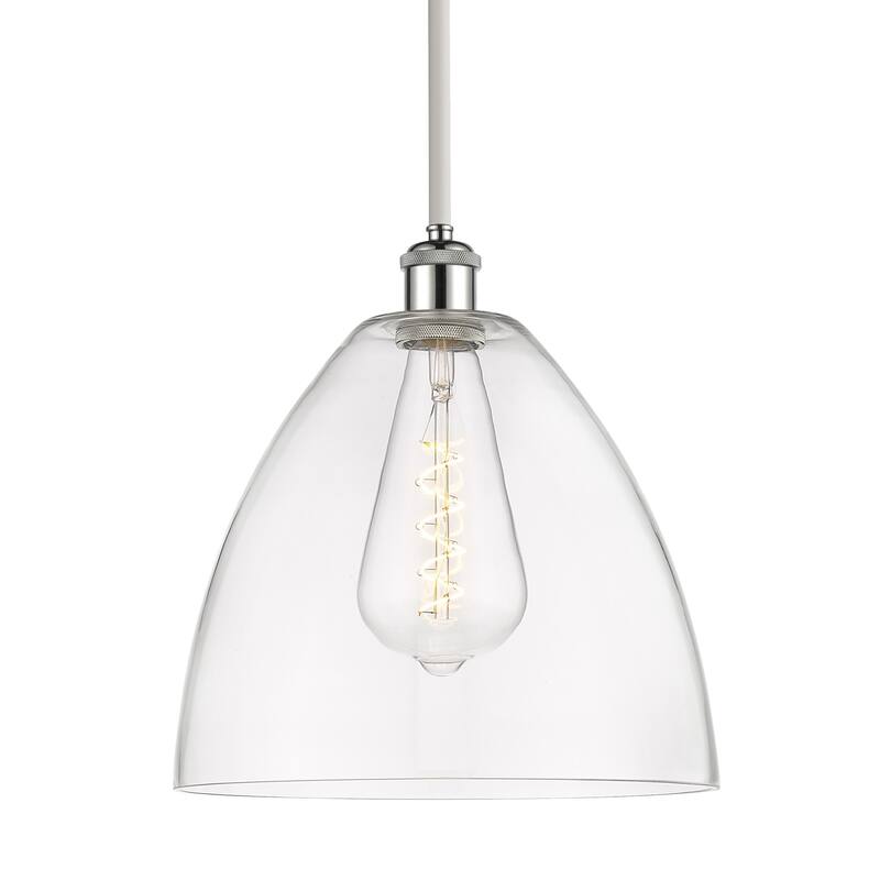 Innovations Lighting 516-1S-13-12 Bristol Pendant Bristol 12" Wide - White and Polished Chrome / Clear