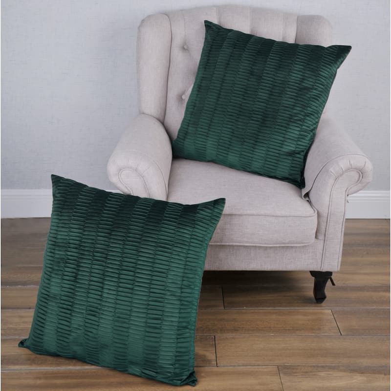 Agnew Pleated Velvet Decorative Throw Pillow Cover Set, NO INSERT - 26" x 26" - Sapphire