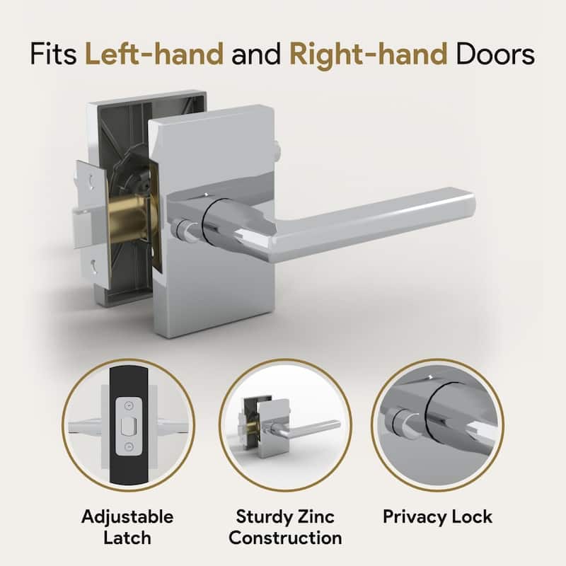 Mega Handles - GLAMOR Flat Privacy Door Lever - Interior Locking Handle for Hallway, Closet and Bathroom I Keyless Door Lock
