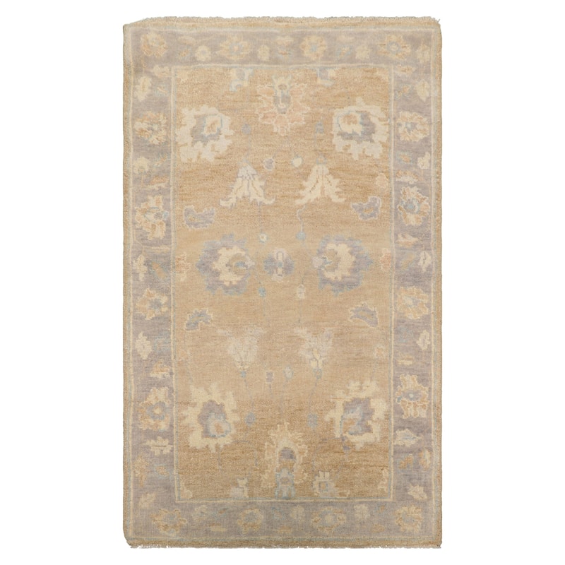 3'1"x5'2" Tan Hand Knotted Afghan Transitional Oushak Wool Rug - 3' 1'' x 5' 2'' - Tan - 3' 1'' x 5' 2'' - Rectangle