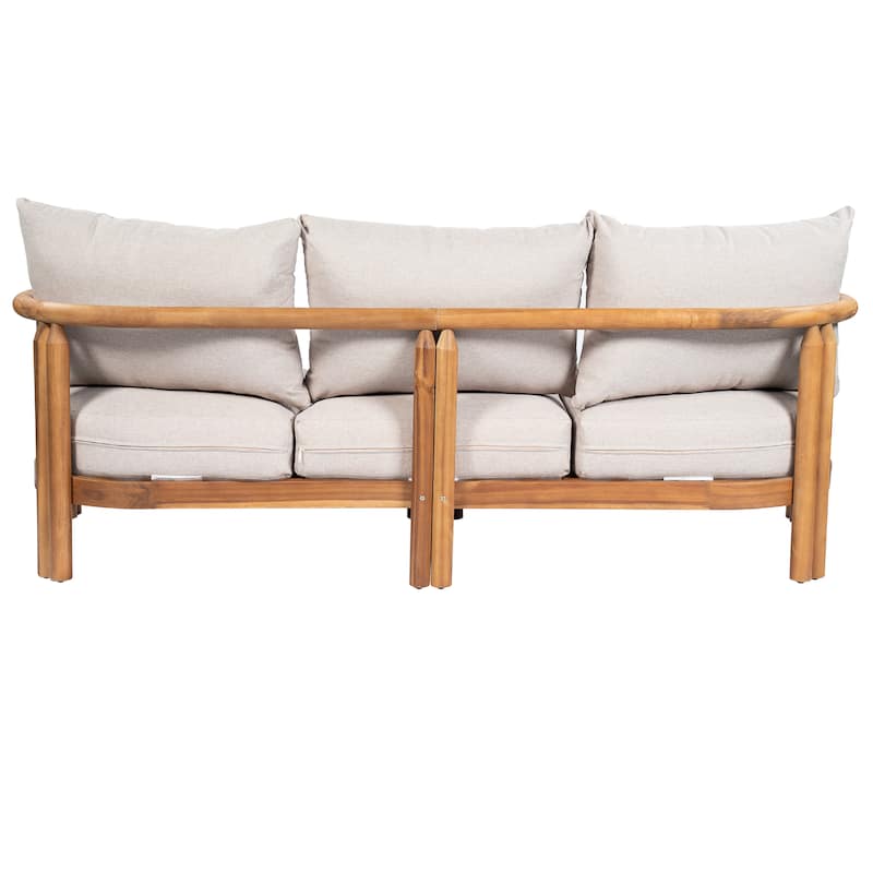 Christopher Knight Home - Outdoor Acacia Wood 3-Seater Sofa with Cushions