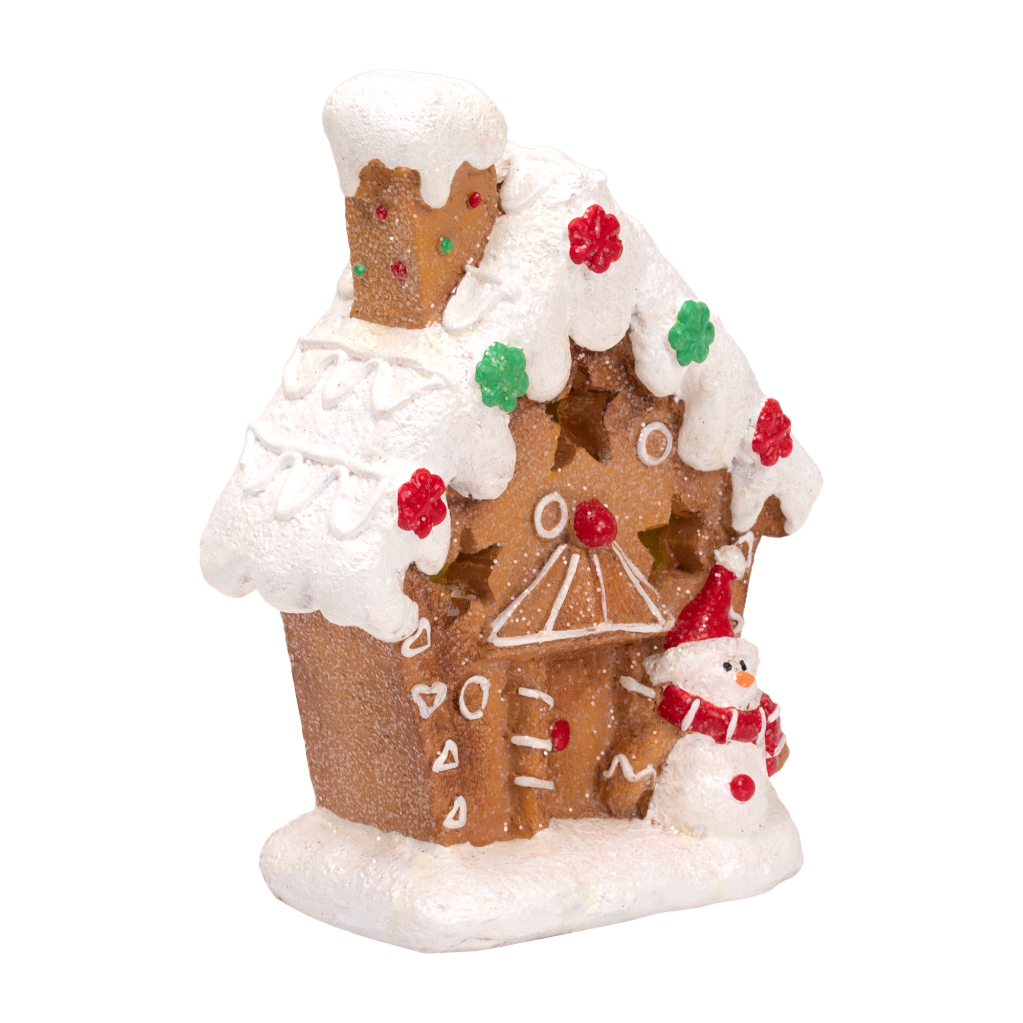 LED Lighted Gingerbread House with Snowman Christmas
