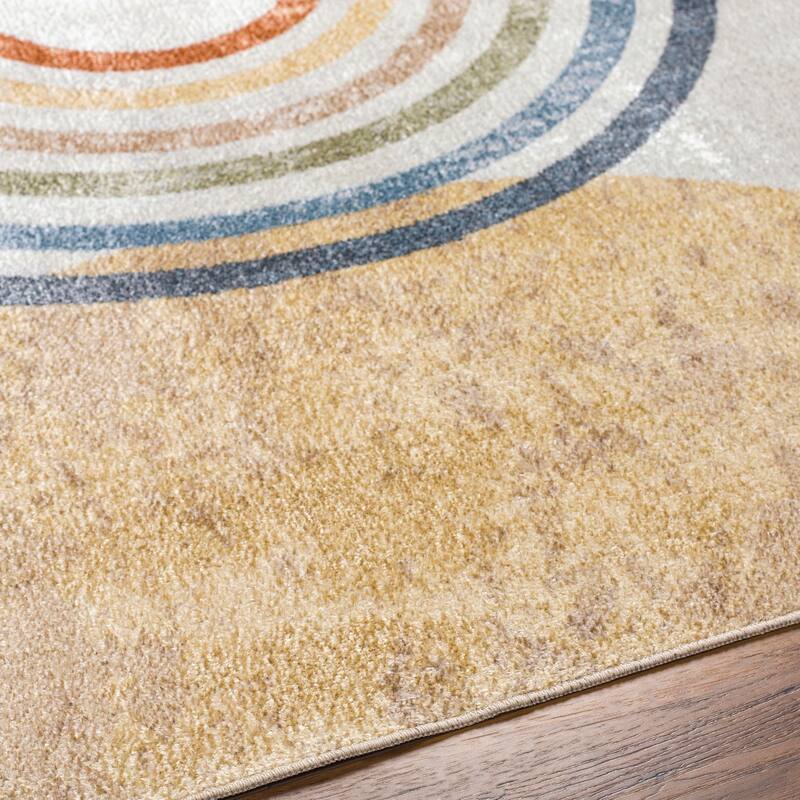 Livabliss Lillian Machine Washable Rainbow Stripes Area Rug