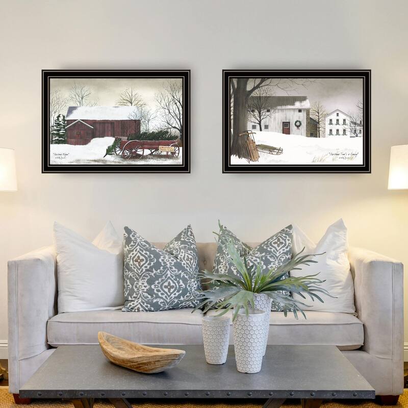 2-Piece Framed Wall Art Set - Christmas Time with Family, Black Frame