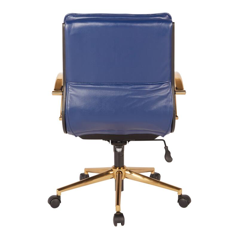OSP Home Furnishings Gold Base Mid-back Faux Leather Office Chair