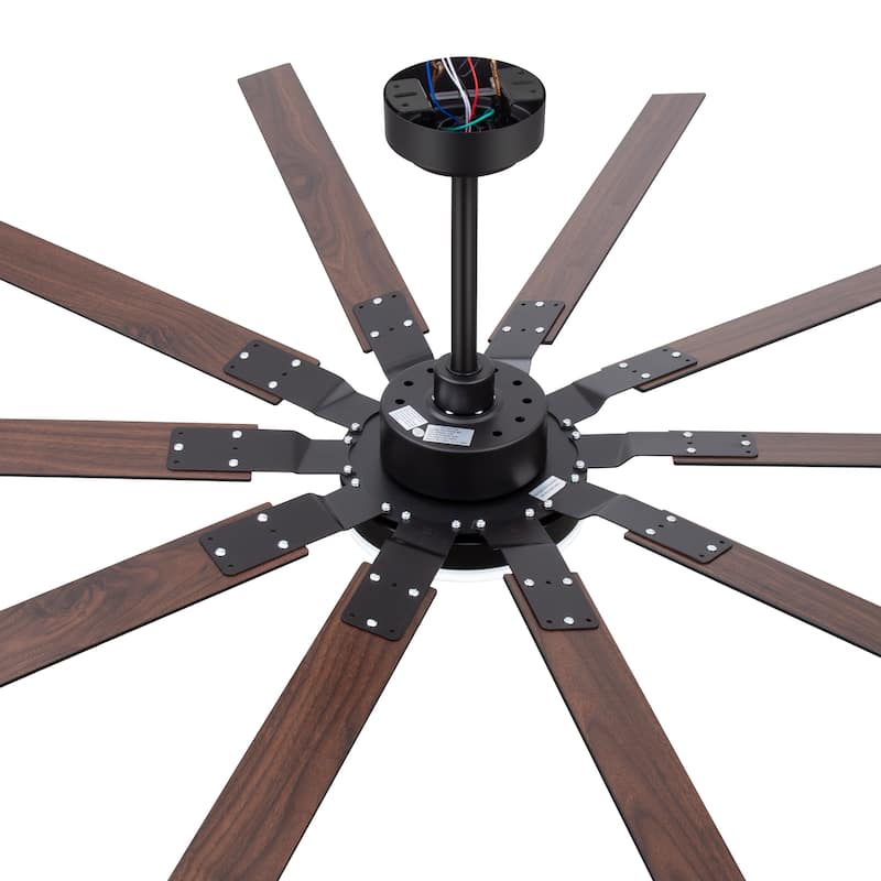Large 84"/72" Reversible 10-Blade Integrated Ceiling Fan with LED Light Kit and Remote