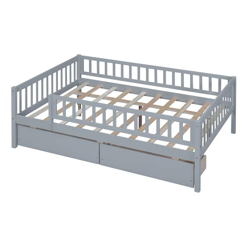 Full Size Daybed Wood Bed with Two Drawers