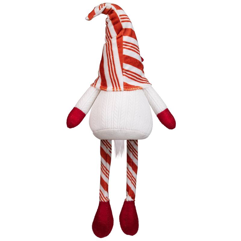 Peppermint Candy Plush Gnome with Dangling Legs Christmas Decoration - 10"