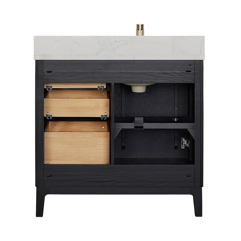 Gara Single Bath Vanity with Composite Stone Top without Mirror