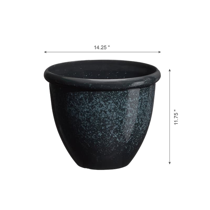 Glitzhome 17" H Set of 2 Eco-Friendly Faux Ceramic Gradient Turquoise Oversized Planter Plant Pot