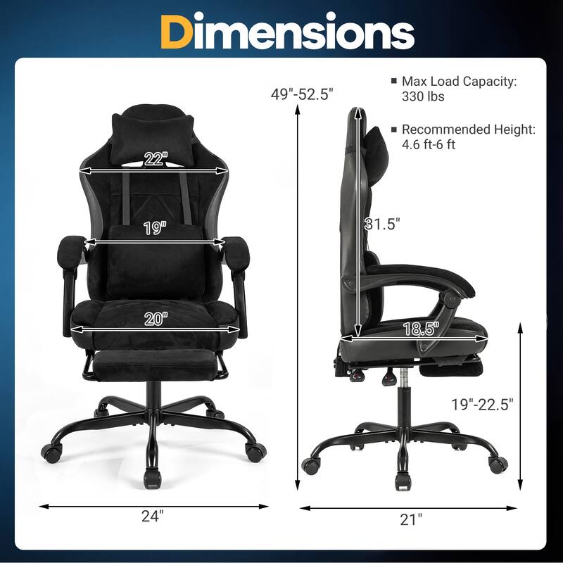 Gymax Gaming Chair w/Headrest Lumbar Support Linkage Armrests