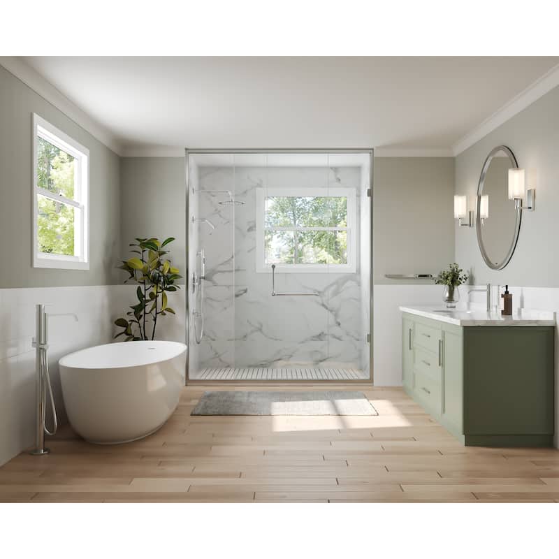 GRANDJOY Dual Heads Shower System 10" and 6" Wall Mount Rainfall Round Shower Faucet Handheld Shower Spray with Slide Bar