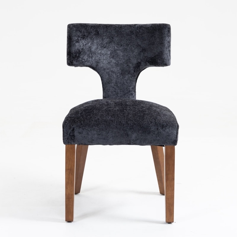 Linen Upholstered Dining Chairs Set of 2, Ergonomic Armless Side Chairs, Kitchen Chairs with Curved Back & Hardwood Frame