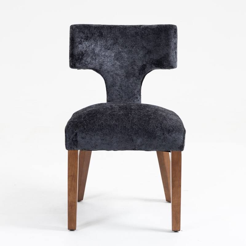 Linen Upholstered Dining Chairs Set of 2, Ergonomic Armless Side Chairs, Kitchen Chairs with Curved Back & Hardwood Frame - Gray