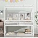 preview thumbnail 5 of 14, Twin Size House Loft Bed with Guardrails, Semi-enclosed Roof, Bedside Shelves and Ladder White