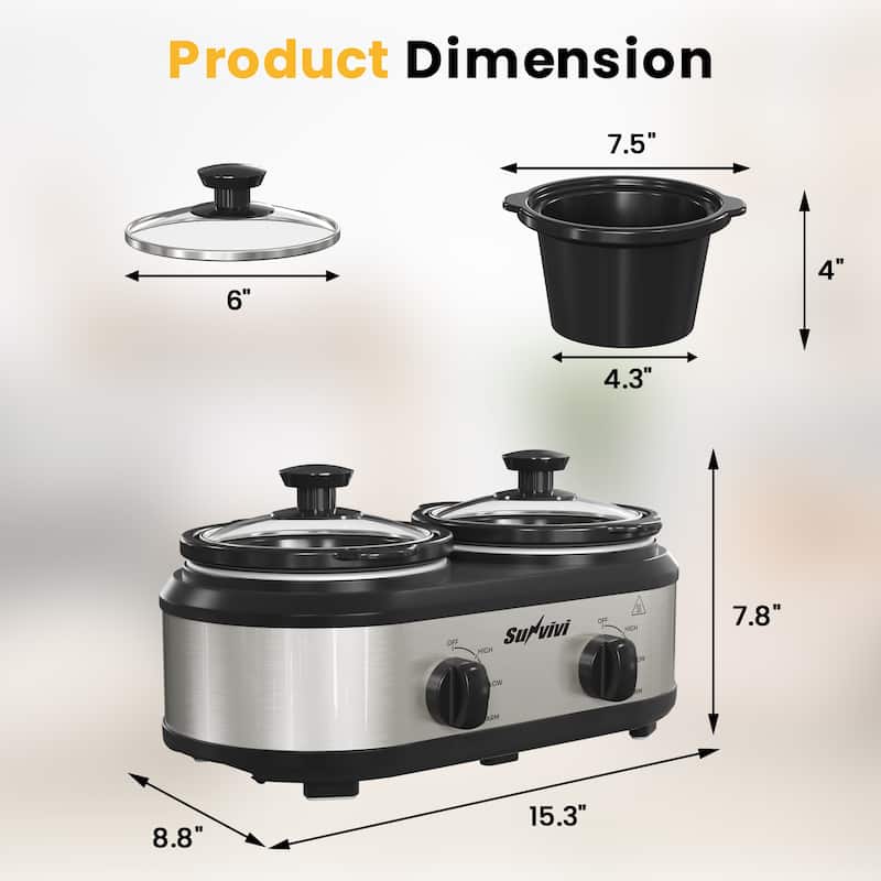 Sunvivi Slow Cooker, Buffet Server and Food Warmer
