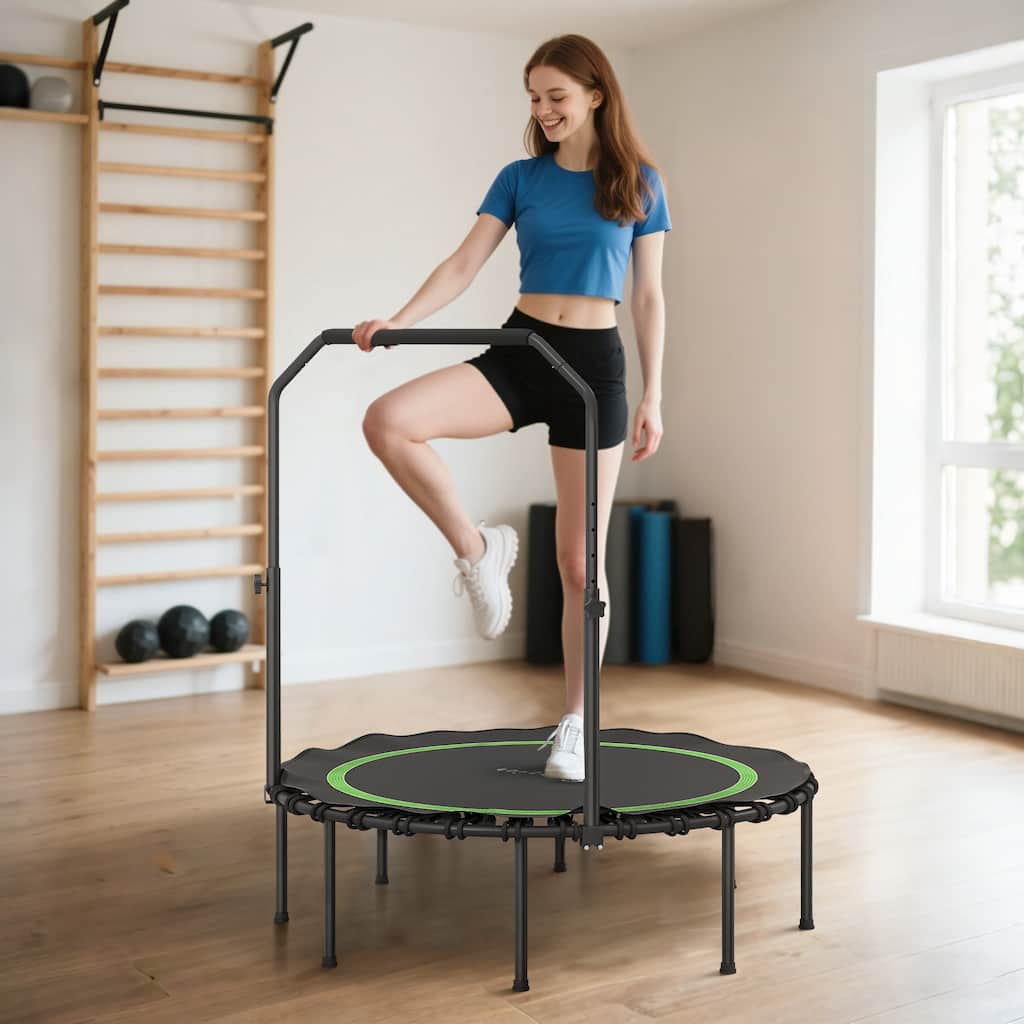 Soozier 45" Rebounder Trampoline for Adults, Foldable Mini Trampoline with Adjustable Handle Bar