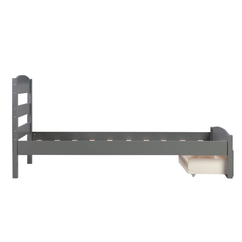 Platform Twin Bed Frame with Storage Drawer